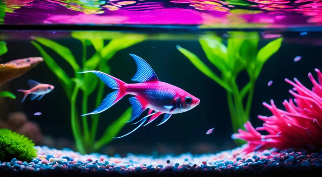 Alimentação de peixe Tetra Arco-Íris Néon Rosa