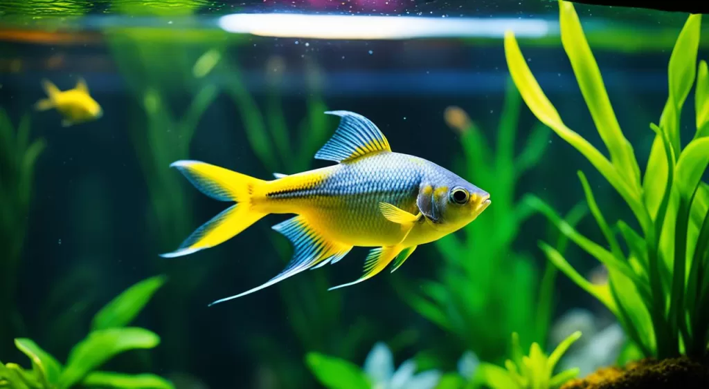 alimentação de peixe tetra amarelo limão