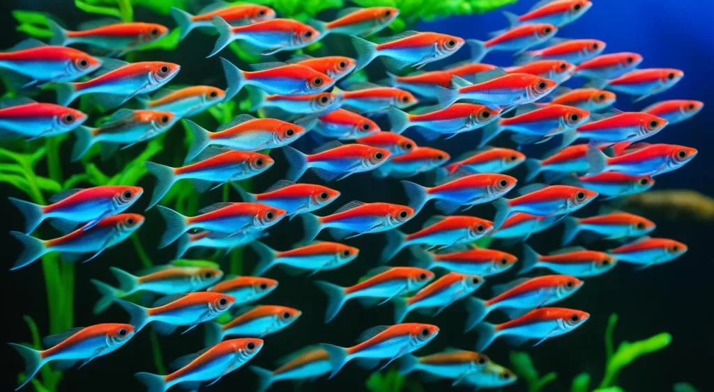 alimentação de peixe tetra arco-íris néon