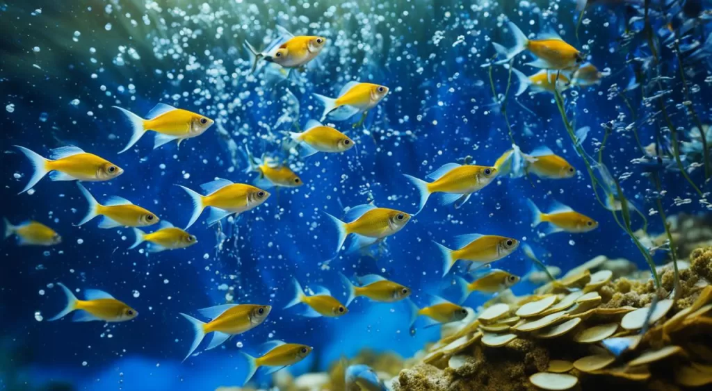 alimentação de peixe tetra azul