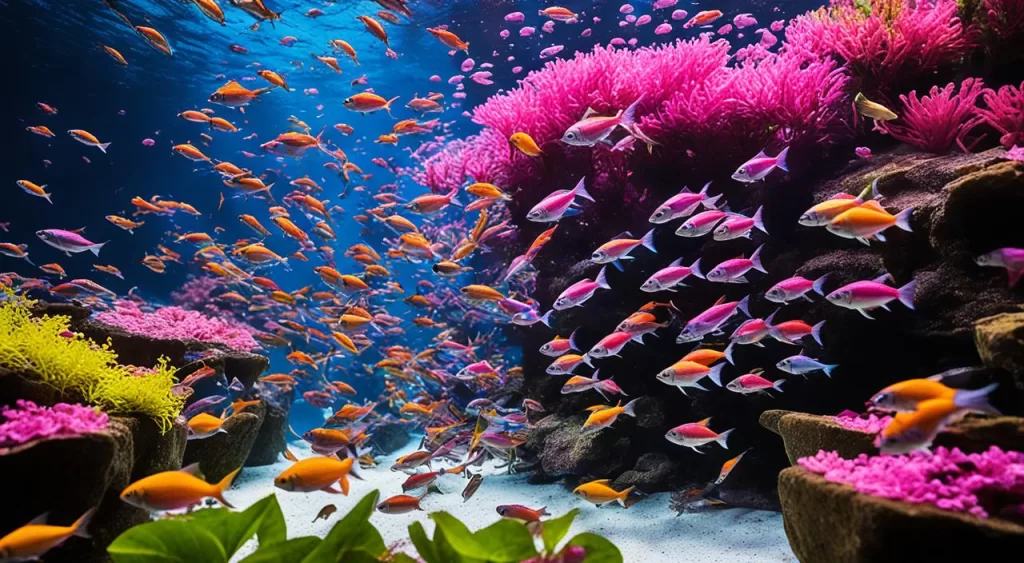 alimentação de peixe tetra néon rosa