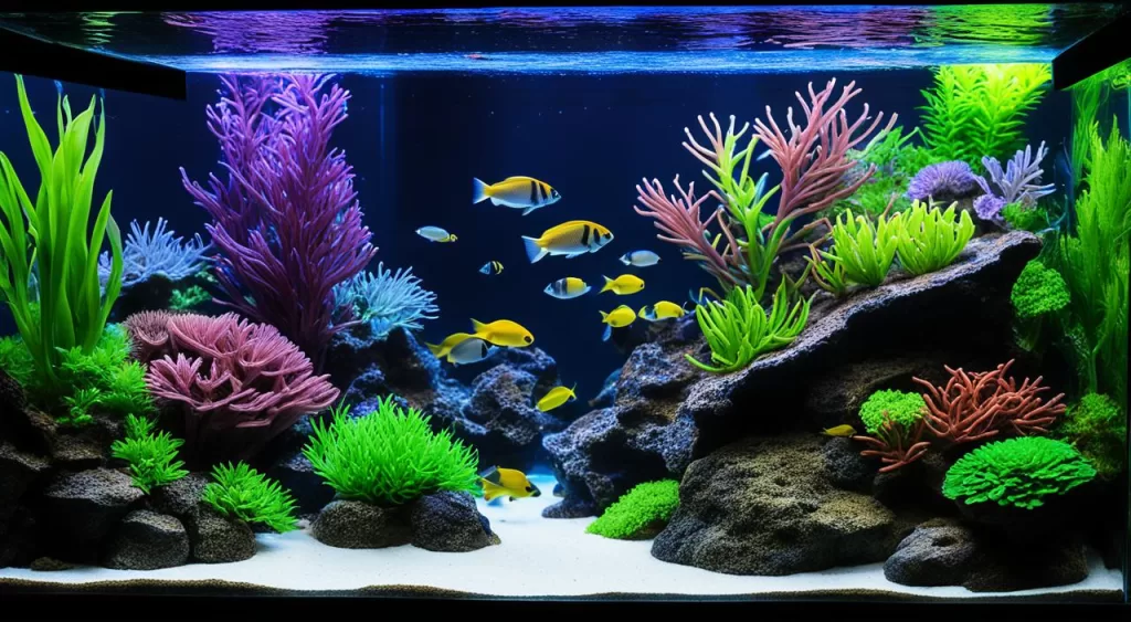 aquário com iluminação LED