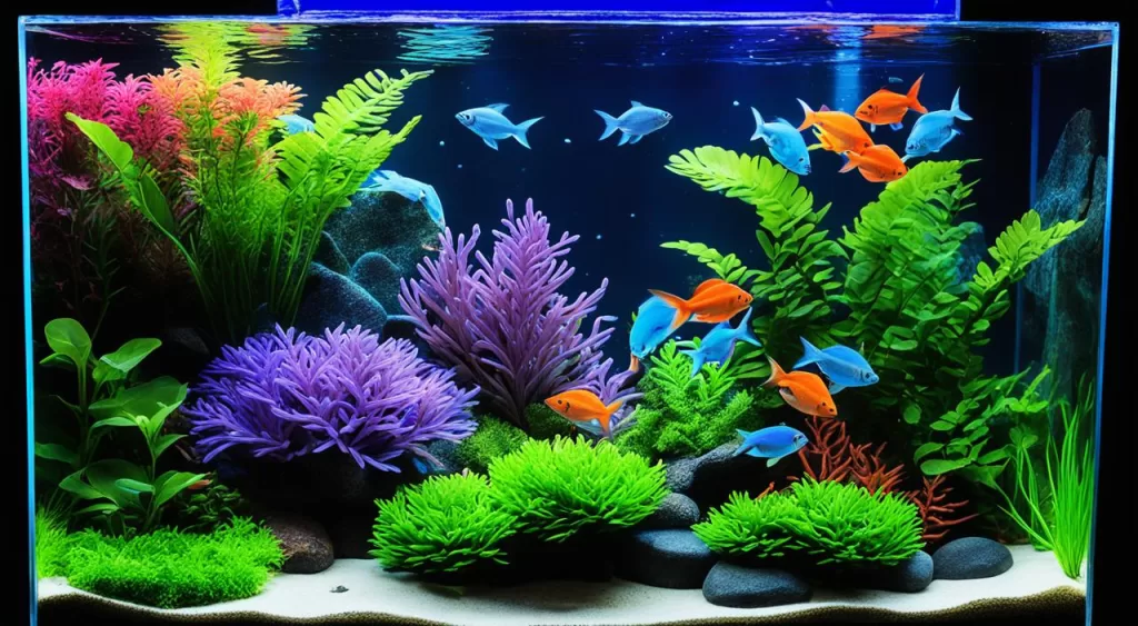 aquário para peixe tetra arco-íris néon azul