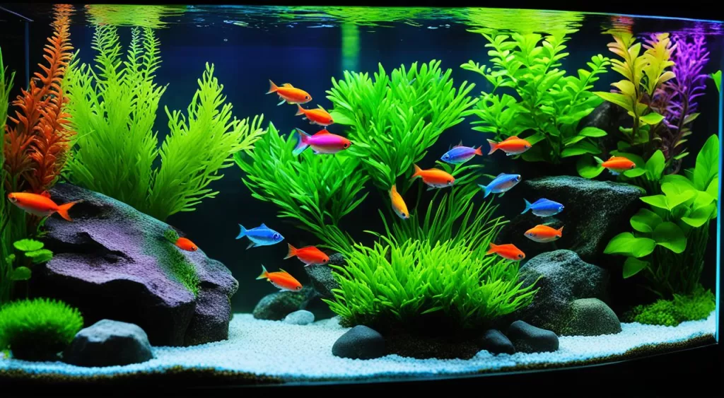 cuidados com peixe tetra arco-íris néon verde