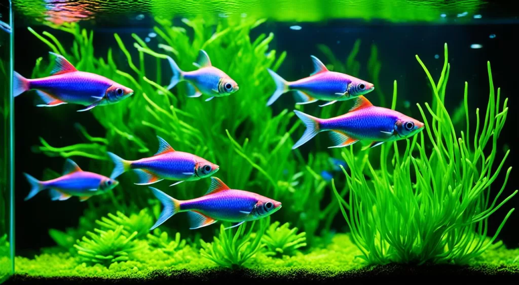 escolha de peixe tetra arco-íris néon verde