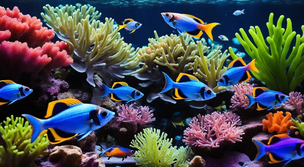 escolha de peixe tetra azul marinho