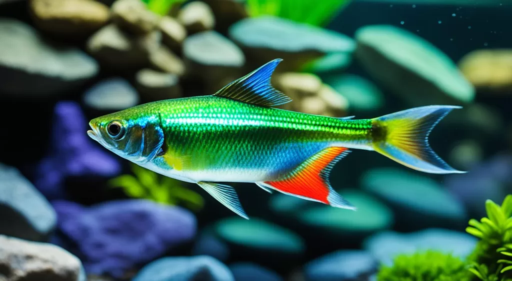 peixe tetra arco-íris verde