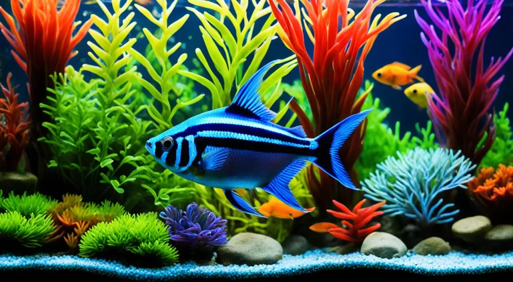 peixe tetra multicolorido
