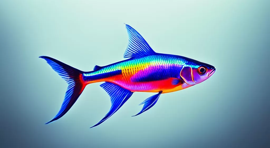 reprodução de peixe tetra arco-íris néon multicolorido
